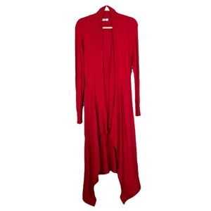 CATO long open front red cardigan sweater duster ribbed Size large